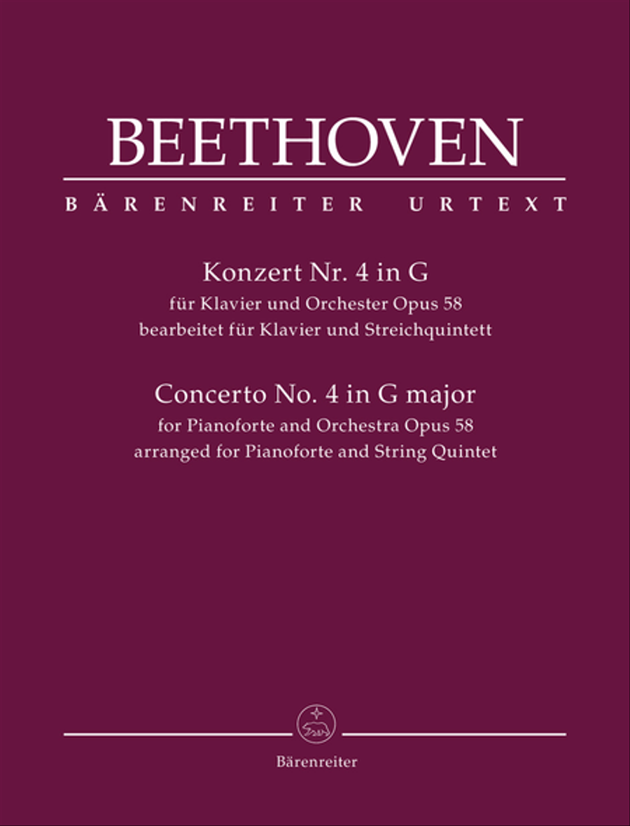 Concerto for Pianoforte and Orchestra Nr. 4 op. 58 (arranged for Pianoforte and String Quintet) Violin scores gallery preview page 1