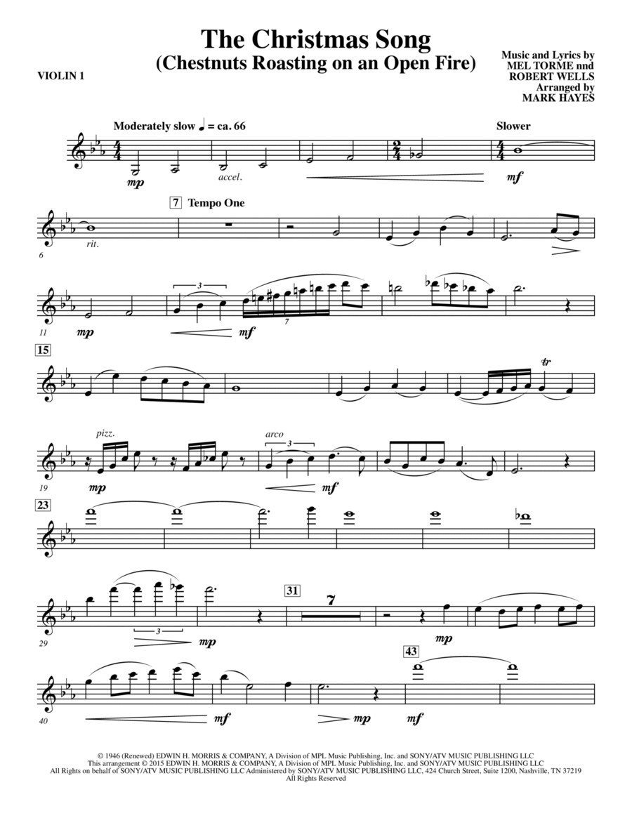 The Christmas Song (Chestnuts Roasting On An Open Fire) - Violin 1 Choir scores gallery preview page 1