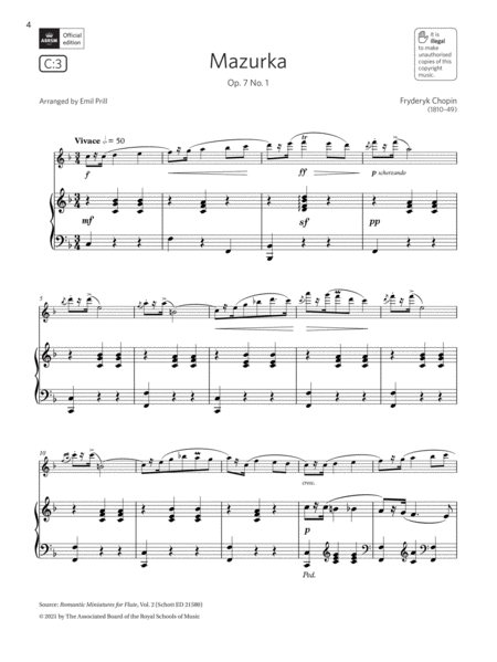 Mazurka, Op. 7 No. 1 (Grade 5 List C3 from the ABRSM Flute syllabus from 2022)