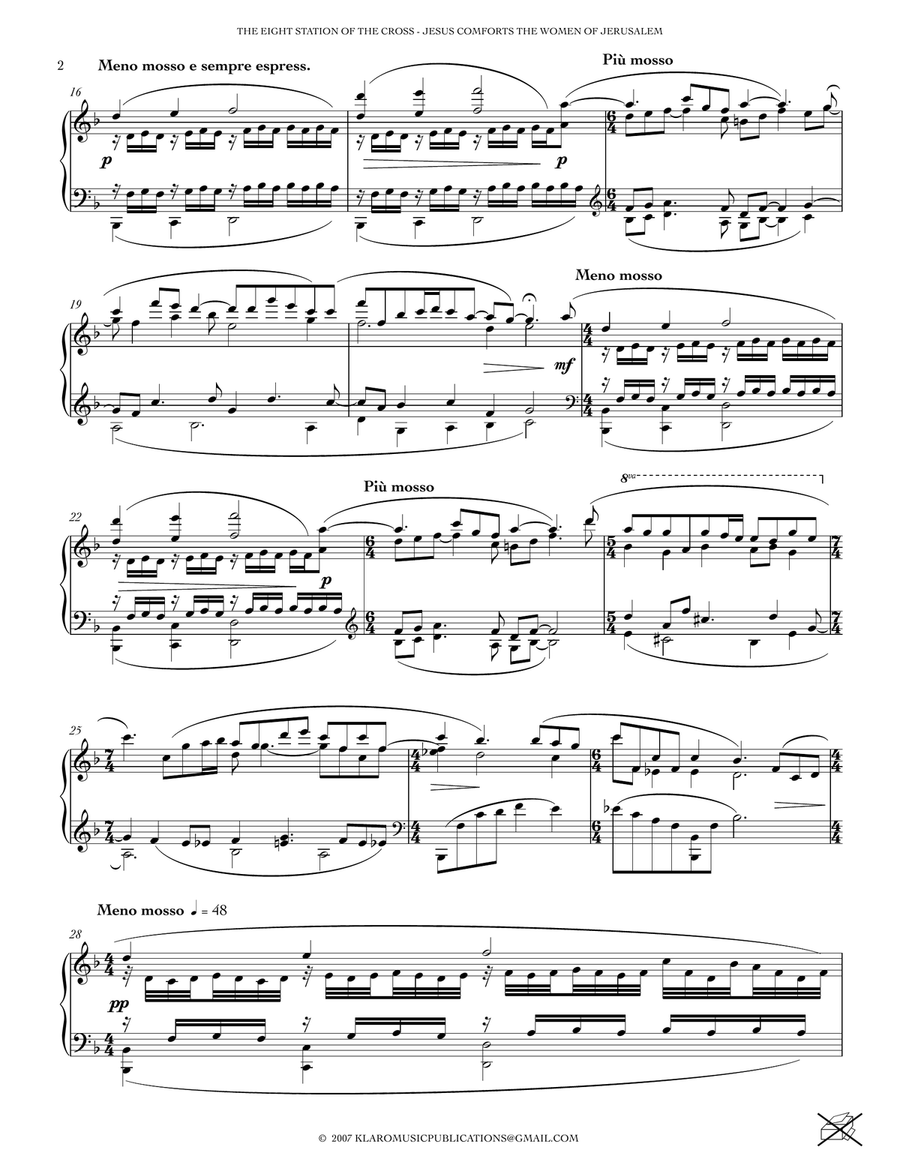 THE EIGHT STATION OF THE CROSS - JESUS COMFORTS THE WOMEN OF JERUSALEM Piano Solo scores gallery preview page 2