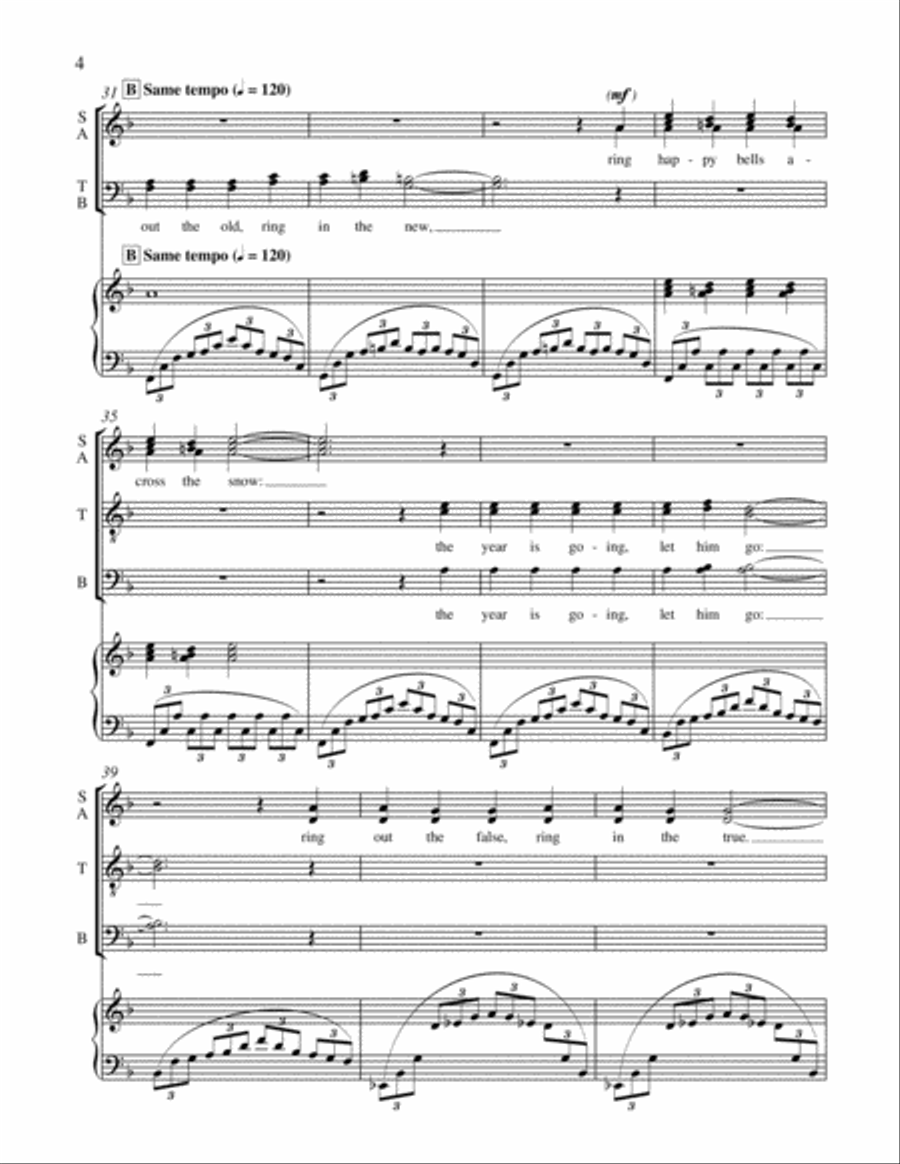 Ring Out, Wild Bells 4-Part scores gallery preview page 4