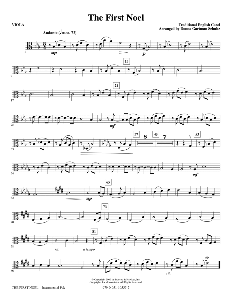 The First Noel - Viola Choir scores gallery preview page 1