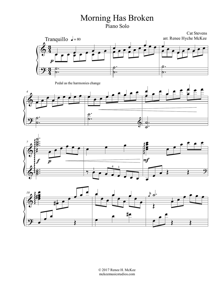 Morning Has Broken Piano Solo scores gallery preview page 1