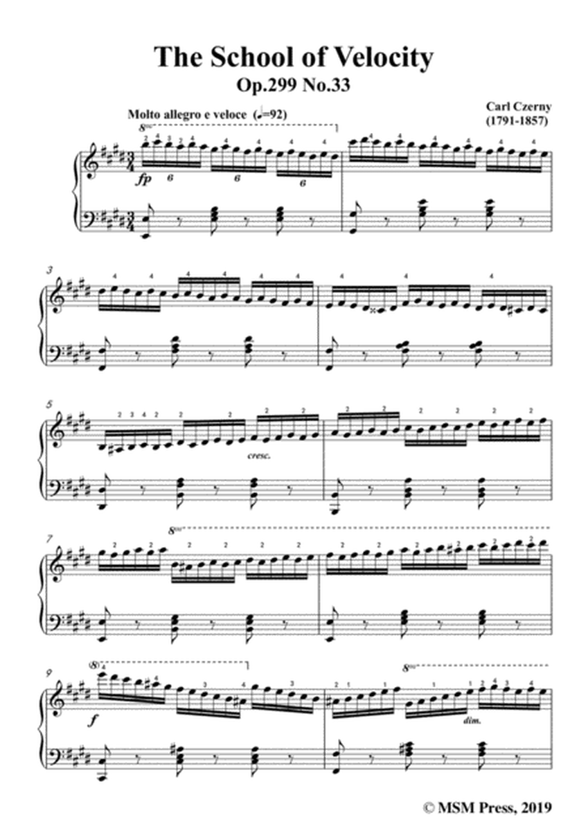 Czerny-The School of Velocity,Op.299 No.33,Molto allegro e veloce in E Major,for Piano image number null