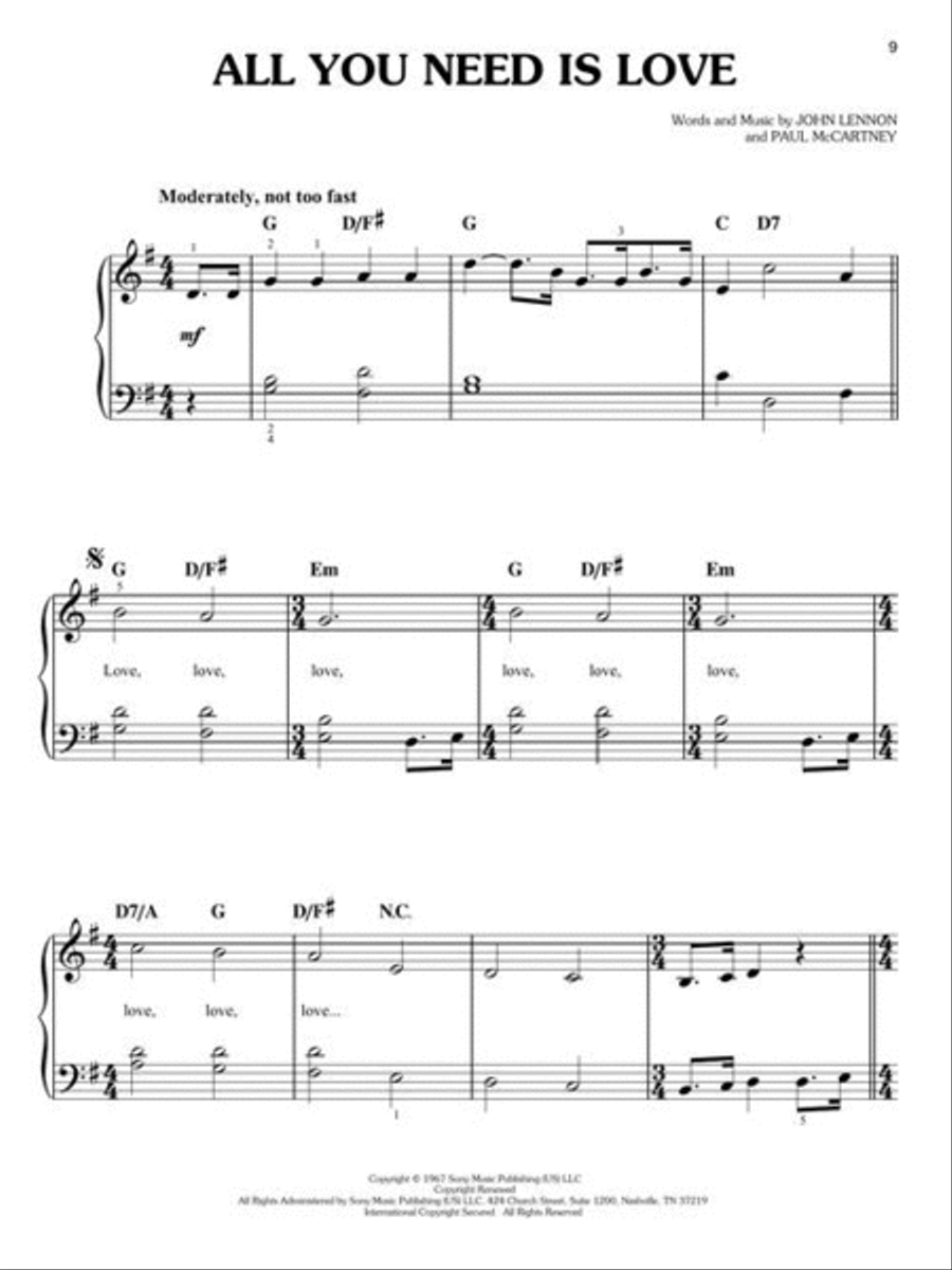 The Beatles – Songs in Easy Keys Easy Piano scores gallery preview page 6
