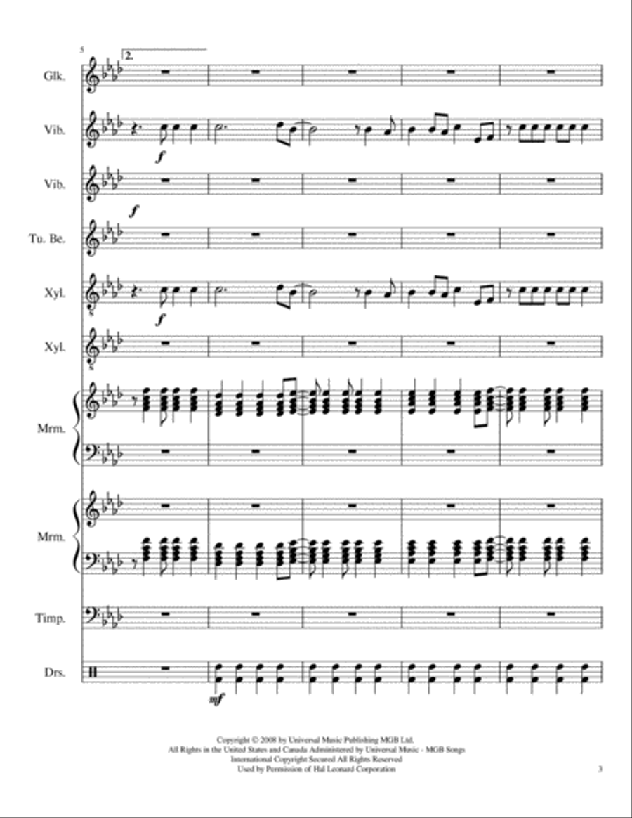 Viva La Vida Percussion Ensemble scores gallery preview page 3