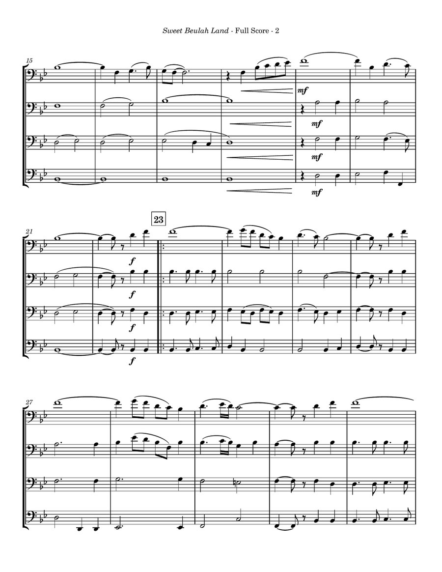 Sweet Beulah Land Brass Quartet scores gallery preview page 3