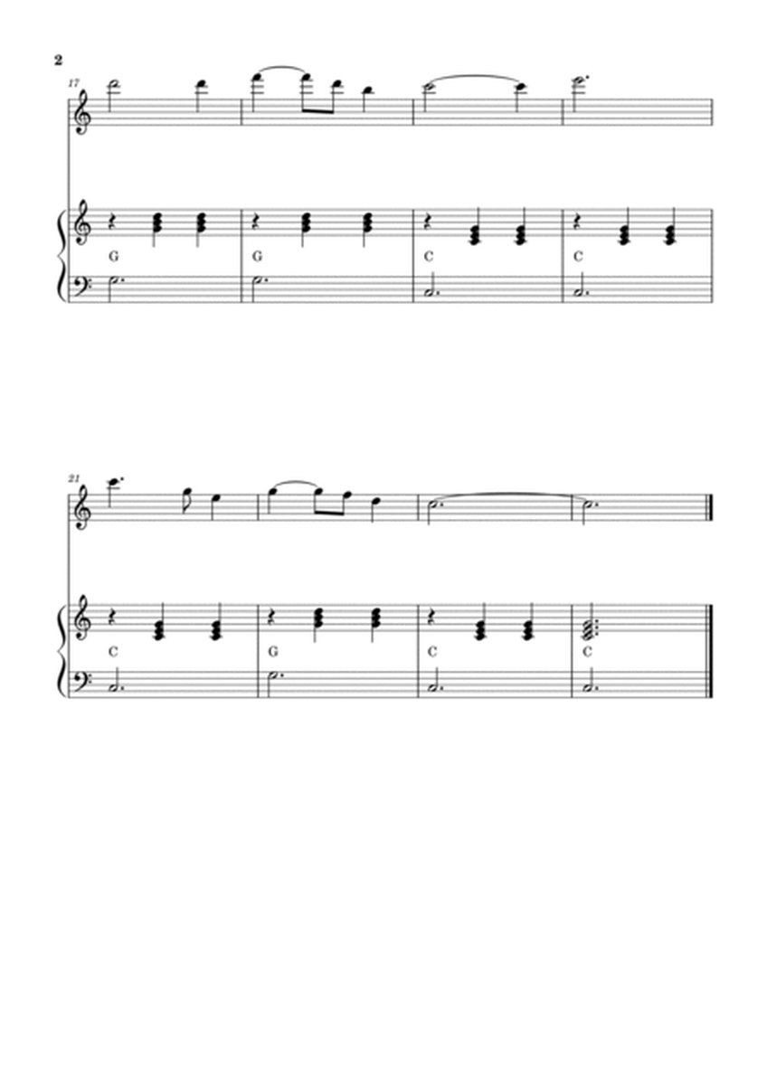 Piccolo and Piano Version 2 Sheet Music for Christmas Song "Silent Nigth" to Intermediate (Chords ) image number null