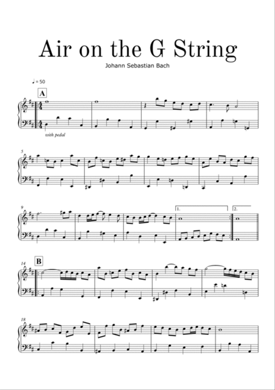 AIR ON THE G STRING - EASY PIANO Easy Piano scores gallery preview page 2