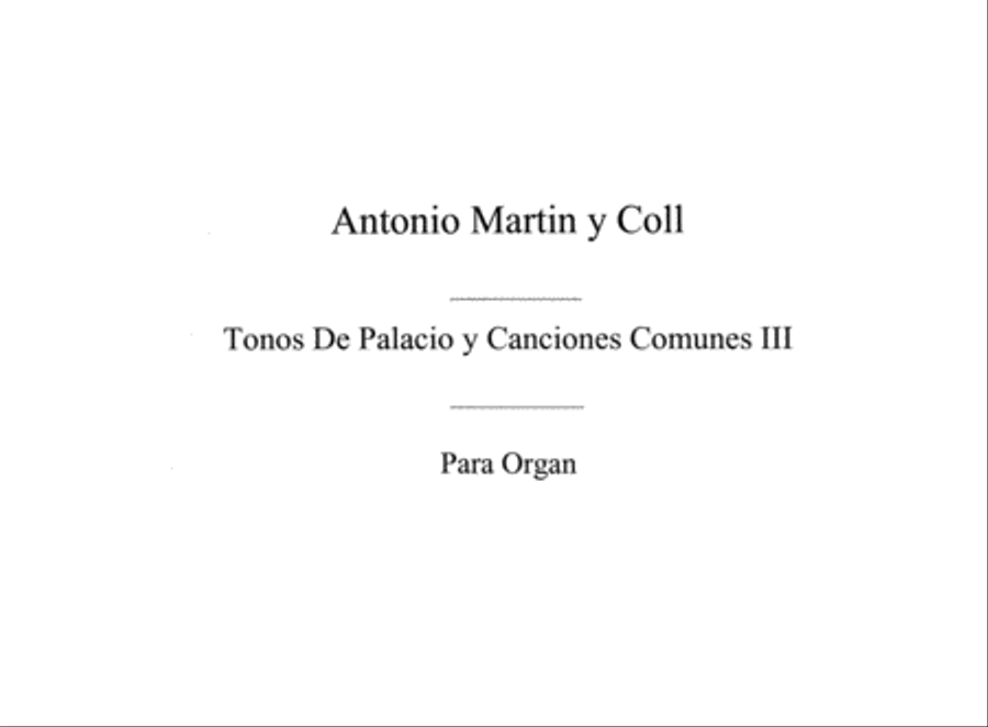 Varios Tonos De Palacio Y Canciones Commumes Organ scores gallery preview page 1