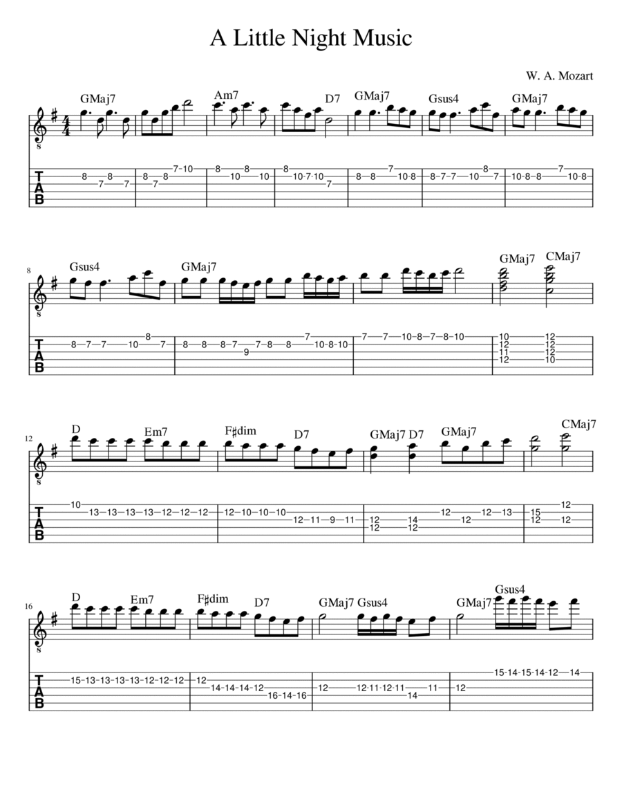 A Little Night Music Acoustic Guitar scores gallery preview page 1