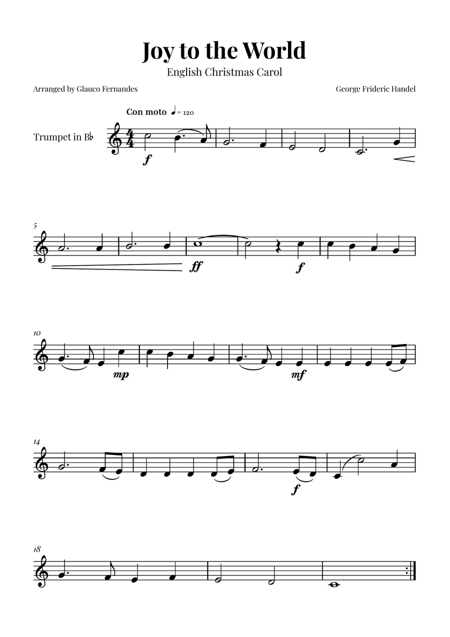 Joy to the World | Classic Holiday Arrangement B-Flat Trumpet scores gallery preview page 1