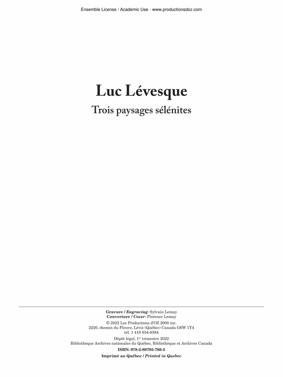 Trois paysages sélénites Guitar Ensemble scores gallery preview page 1