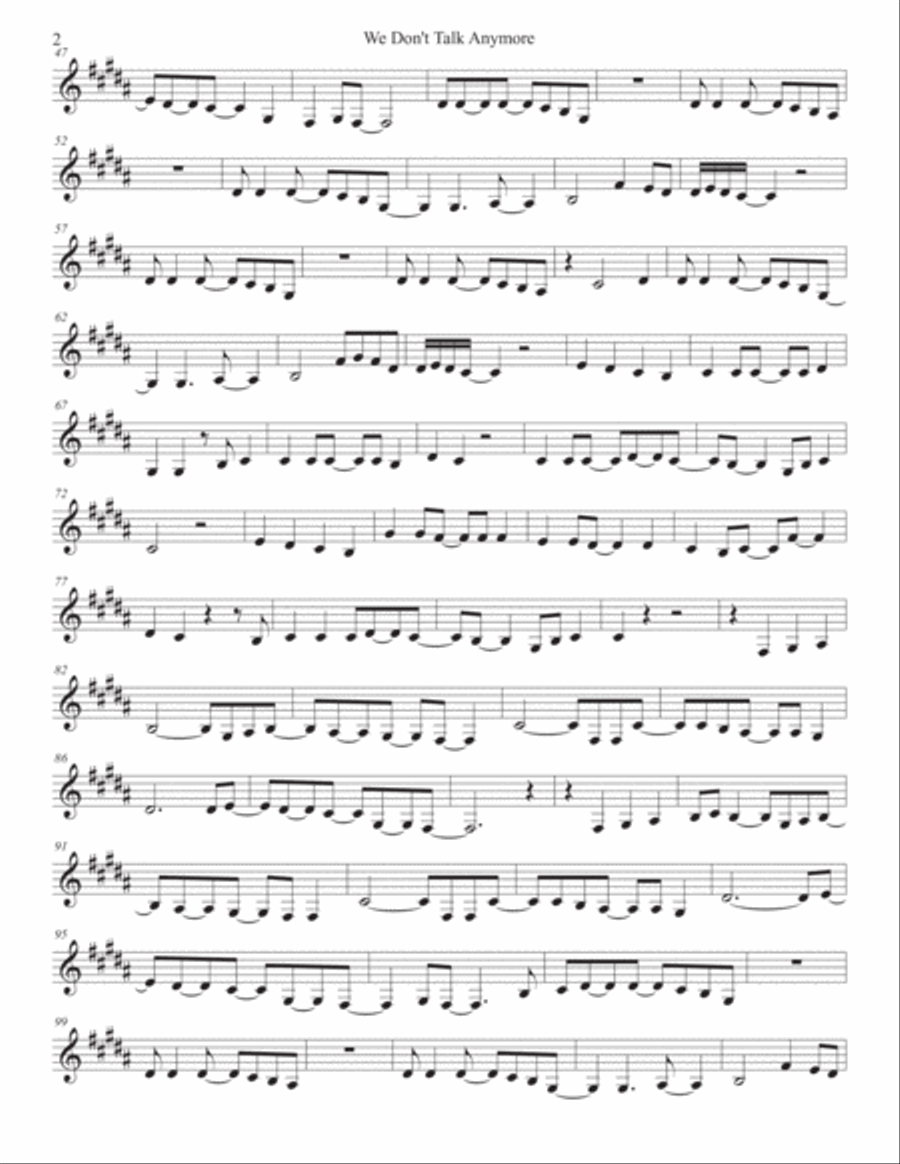 We Don't Talk Anymore Horn Solo scores gallery preview page 2