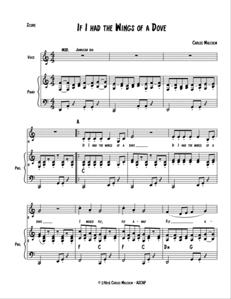 Wings of a Dove Piano Method scores gallery preview page 1