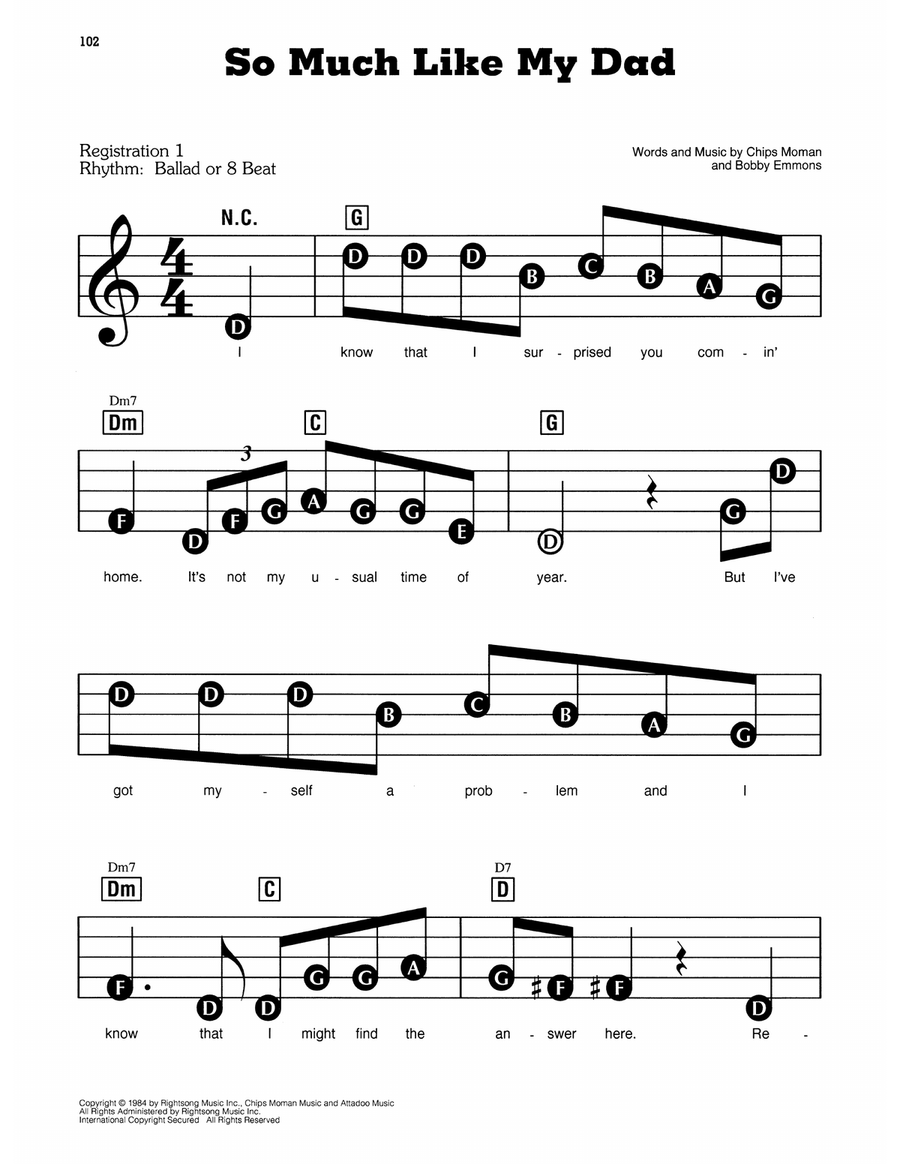 So Much Like My Dad Electronic Keyboard scores gallery preview page 1