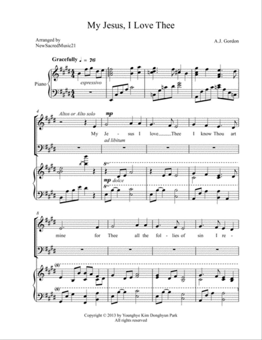 My Jesus, I Love Thee 4-Part scores gallery preview page 1