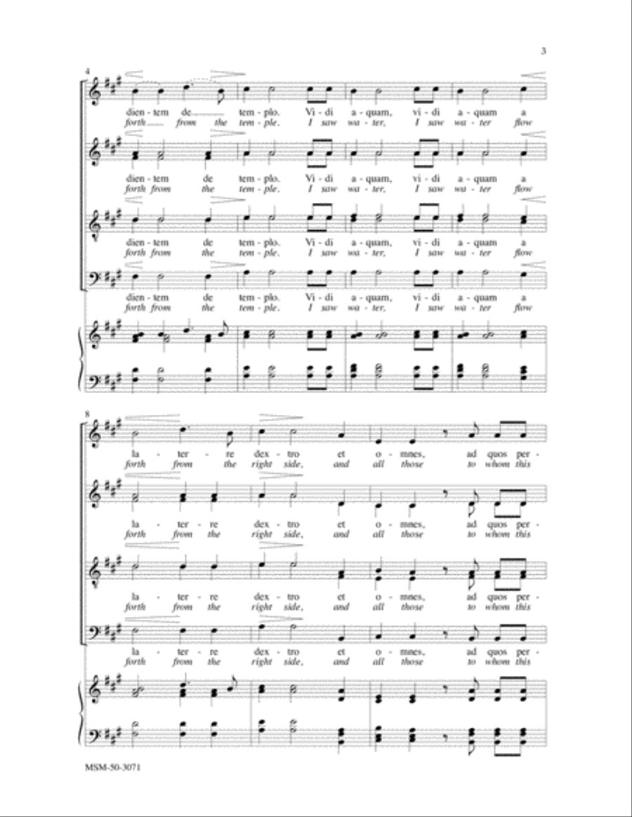 Vidi aquam (I Saw Water) Vidi aquam (I Saw Water) Divisi scores gallery preview page 3