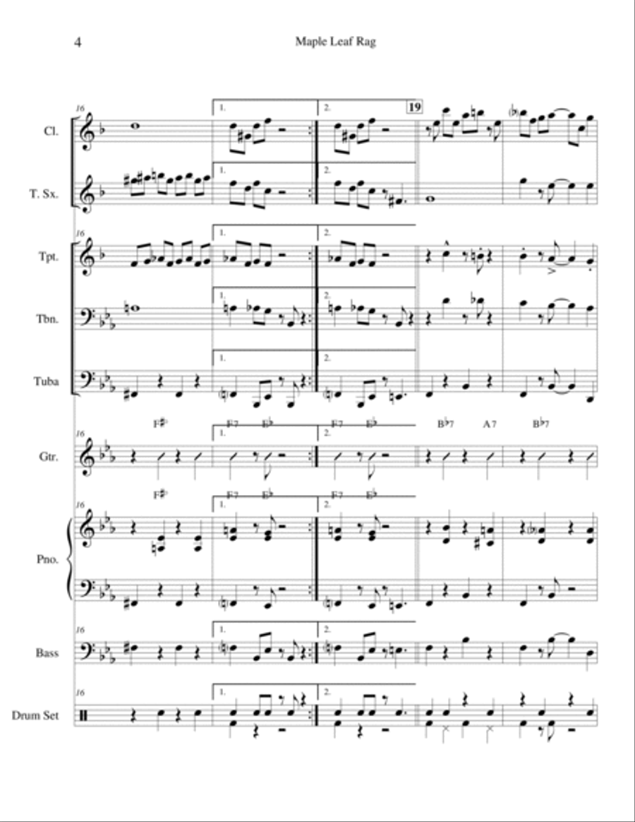 Maple Leaf Rag for Dixieland Jazz Combo by Scott Joplin image number null