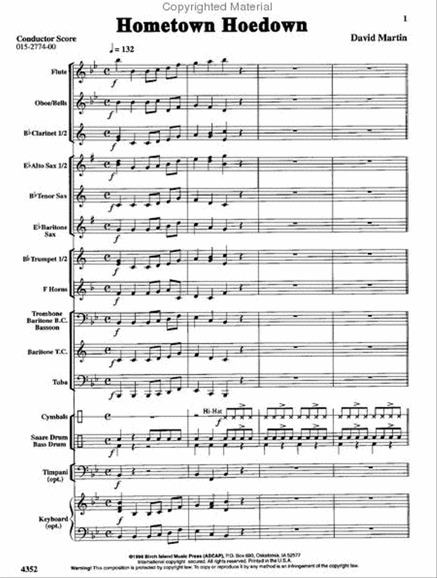 Hometown Hoedown Hometown Hoedown Concert Band scores gallery preview page 2