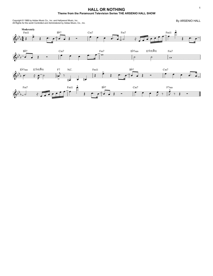 Hall Or Nothing (Theme from The Arsenio Hall Show) Guitar scores gallery preview page 1