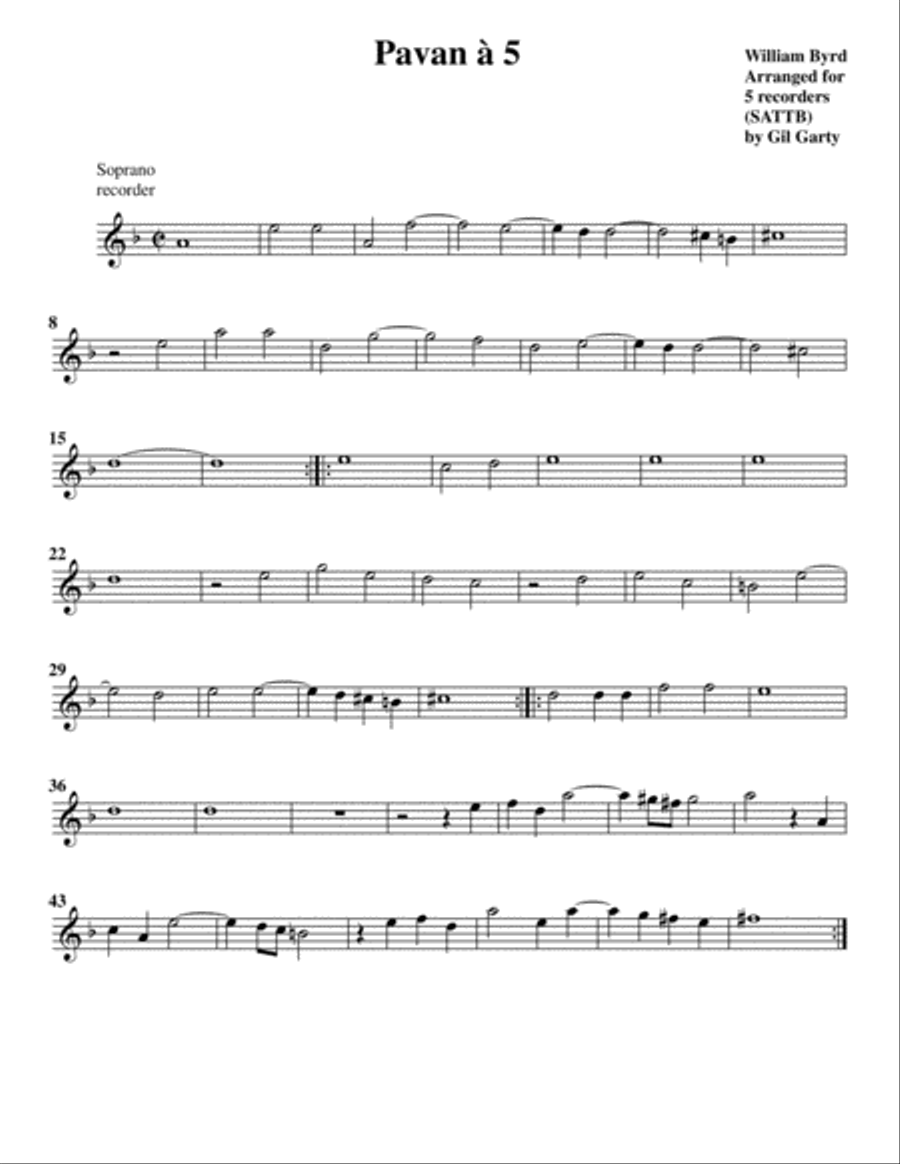 Pavan & Galliard a5 (arrangement for 5 recorders) Recorder scores gallery preview page 5