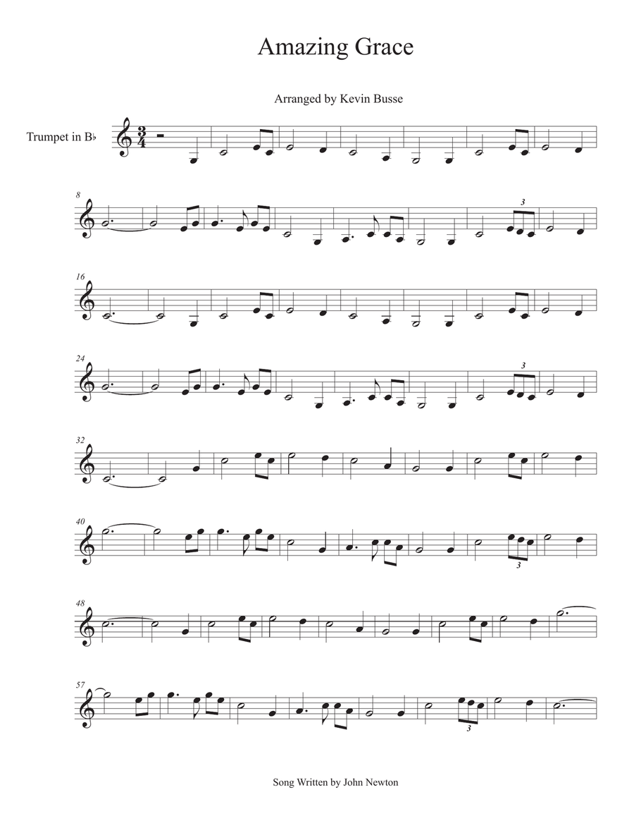 Amazing Grace - Trumpet Amazing Grace - Trumpet Trumpet Solo scores gallery preview page 1