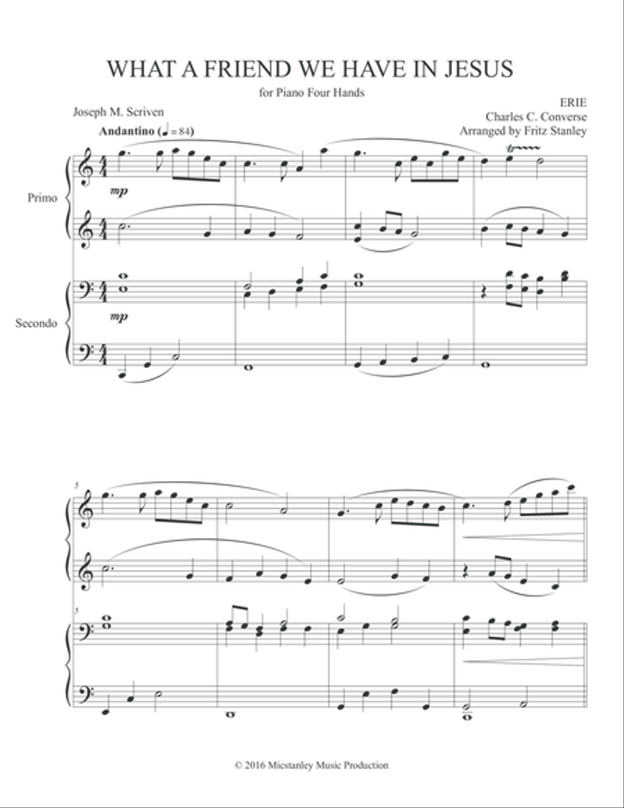 What a Friend We Have in Jesus - Piano 4 Hands Piano Duet scores gallery preview page 2
