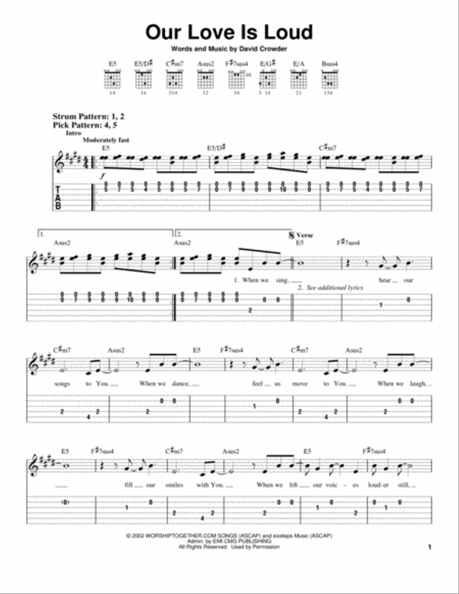 Our Love Is Loud Acoustic Guitar scores gallery preview page 1