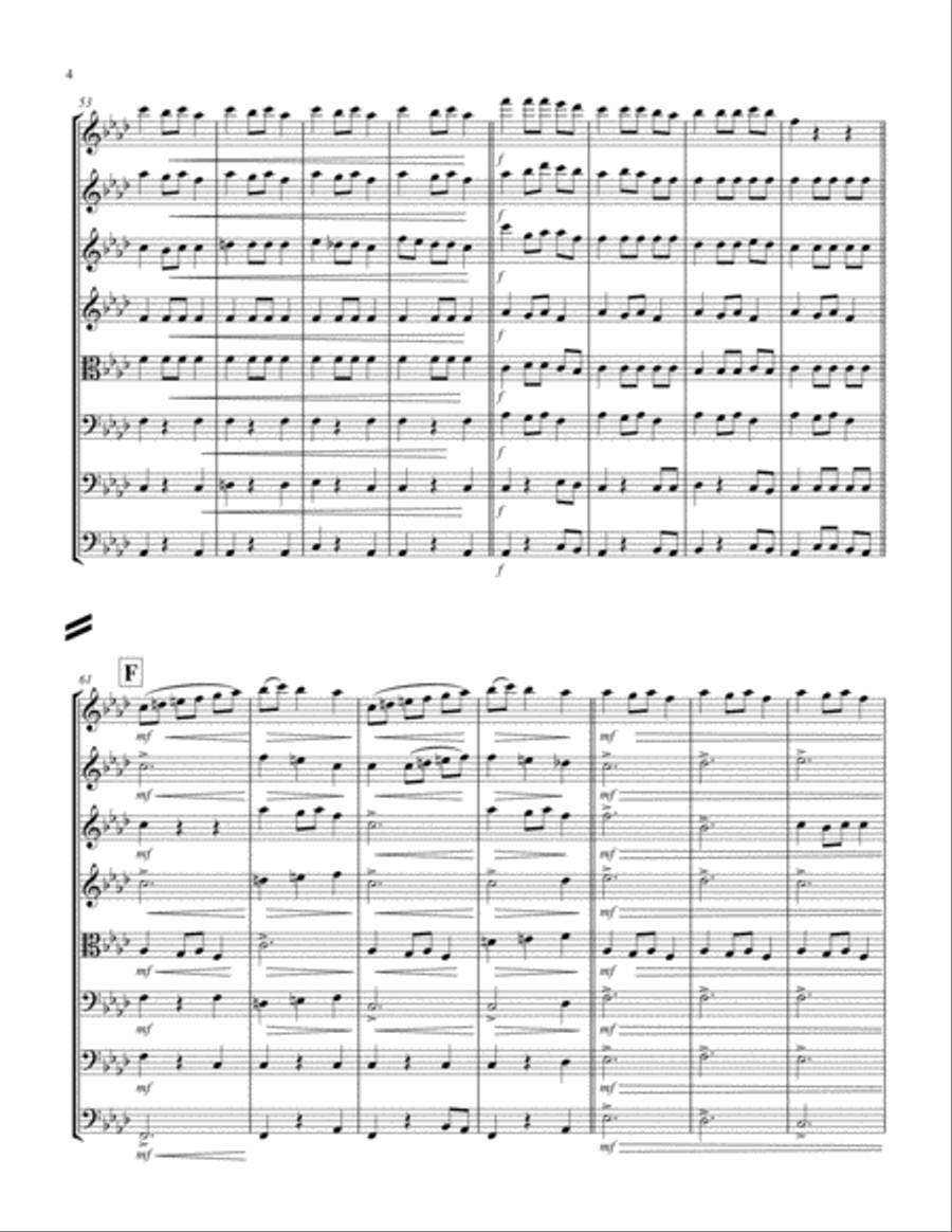 Carol of the Bells (F min) (String Octet - 4 Violin, 1 Viola, 2 Cello, 1 Bass) Cello scores gallery preview page 4
