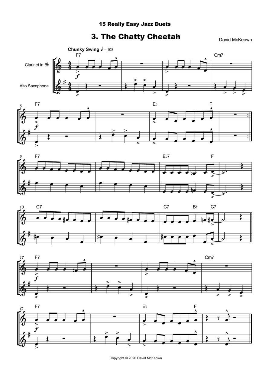 15 Really Easy Jazz Duets for Clarinet and Alto Saxophone Duet