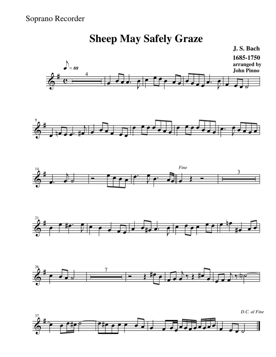 Sheep May Safely Graze (recorder ensemble) Small Ensemble scores gallery preview page 2