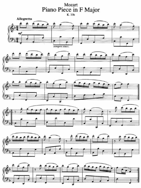 W. A. Mozart - Piano Piece in F Major K. 33b