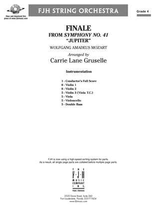 Book cover for Finale from Symphony No. 41 "Jupiter": Score