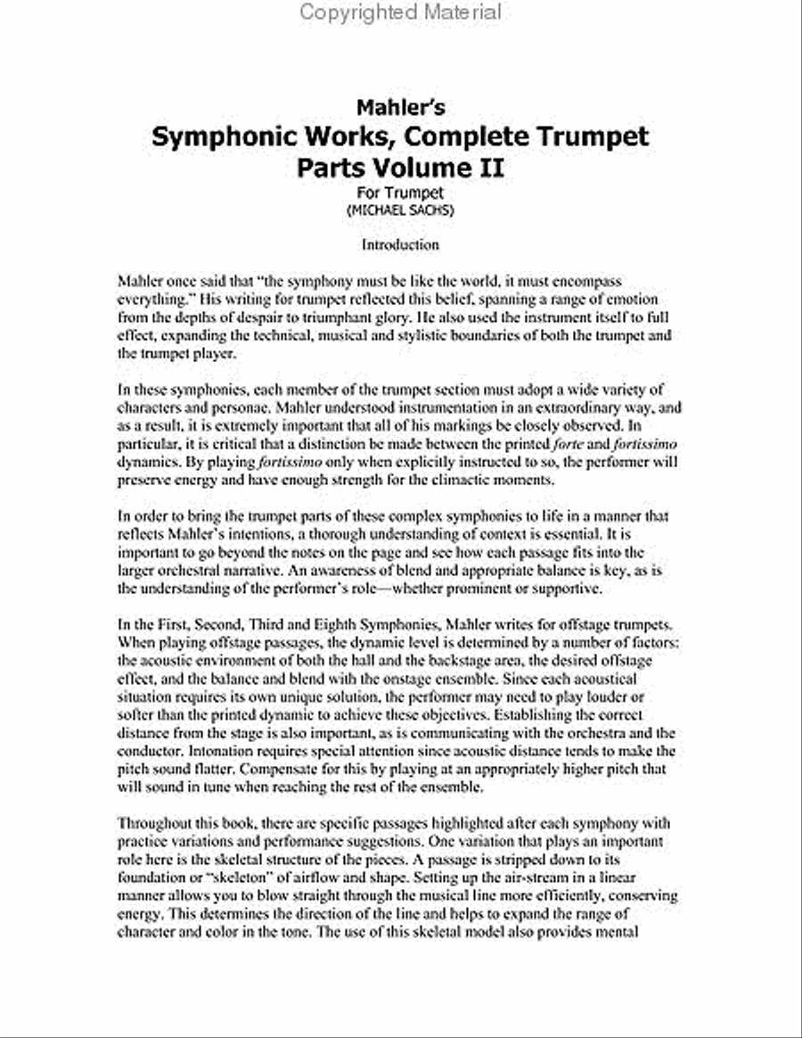 Symphonic Works, Complete Trumpet Parts - Volume II (Symphonies No. 4-6)