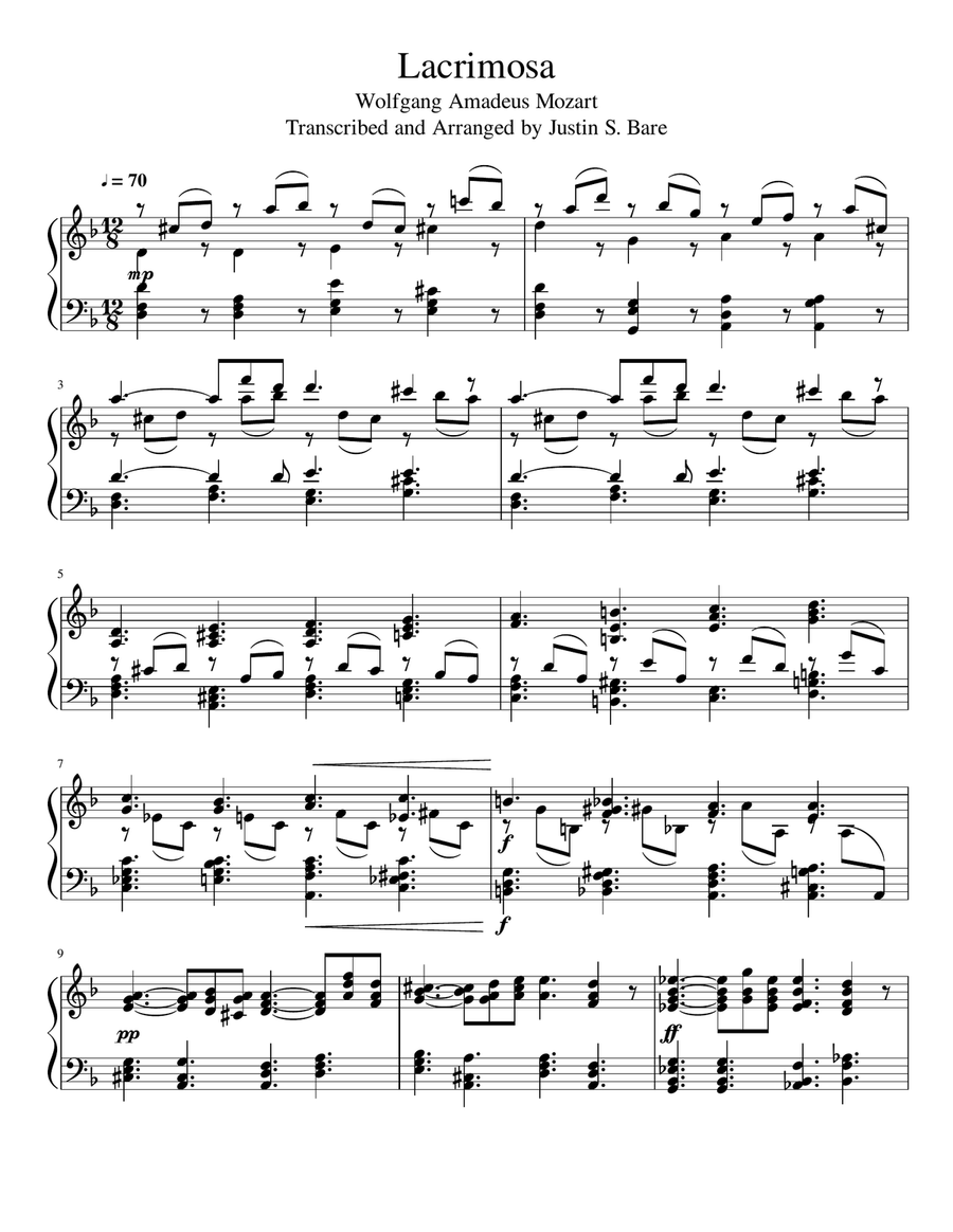 Lacrimosa Lacrimosa Piano Solo scores gallery preview page 1