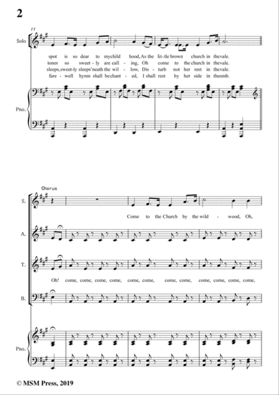 William S. Pitts-Little Brown Church,in A Major,for Voice and Piano Voice Solo scores gallery preview page 4