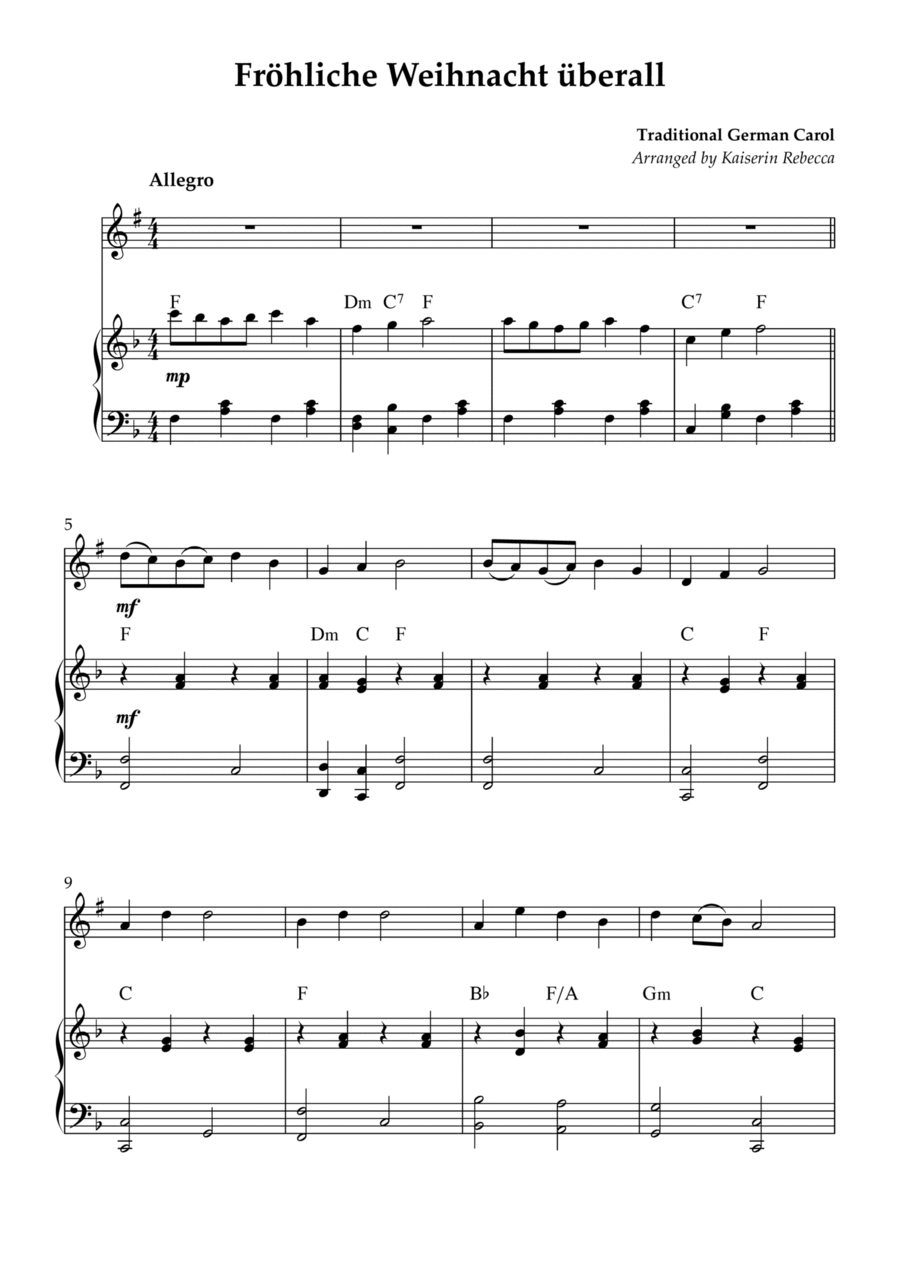 Fröhliche Weihnacht überall B-Flat Clarinet scores gallery preview page 1