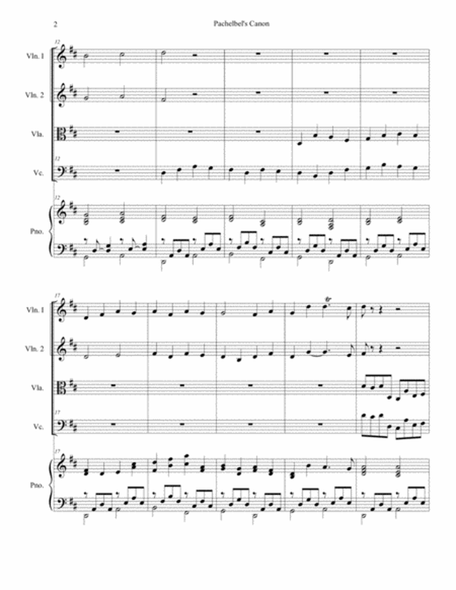 Pachelbel's Canon (Wedding Arrangement for String Quartet - Piano Accompaniment) image number null