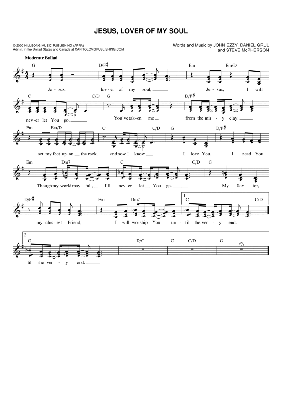 Jesus, Lover Of My Soul Flute scores gallery preview page 1