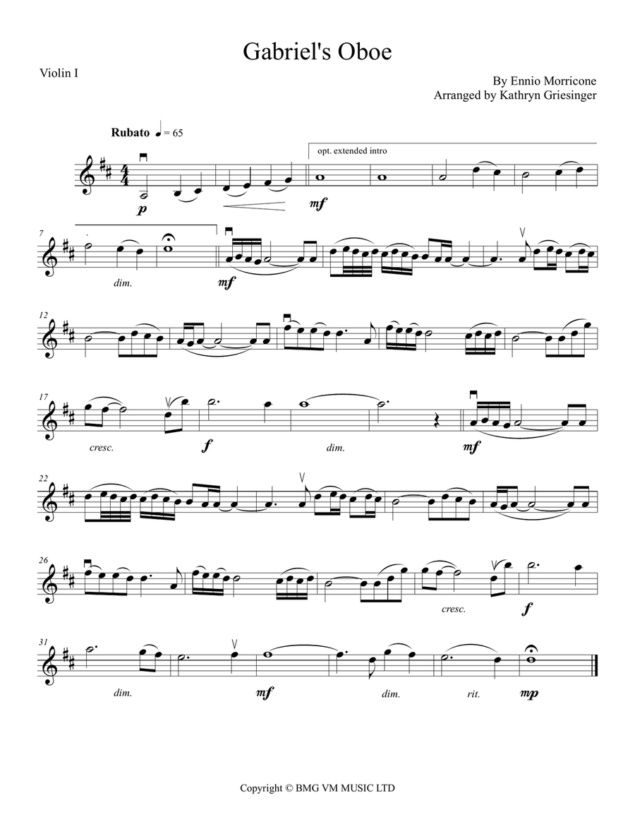 Gabriel's Oboe String Quartet scores gallery preview page 1