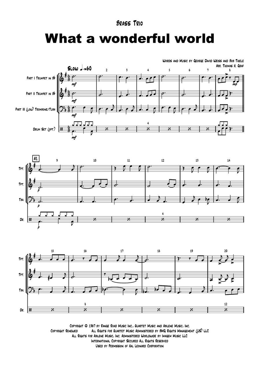 What A Wonderful World What A Wonderful World Brass Ensemble scores gallery preview page 1