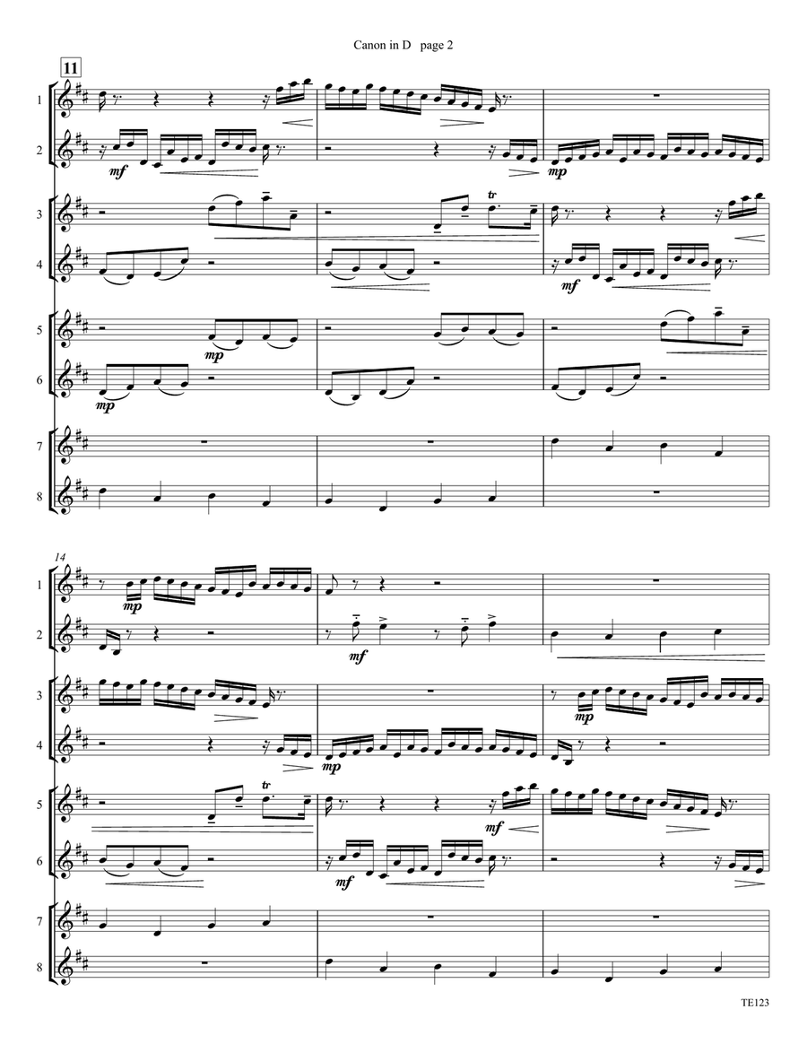 Canon in D for Trumpet Ensemble Chamber Music scores gallery preview page 3