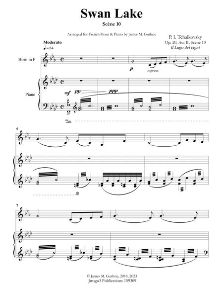 Tchaikovsky: Scene 10 from Swan Lake for French Horn & Piano image number null