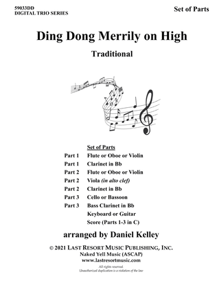 Ding Dong Merrily on High for String Trio (or Wind Trio or Mixed Trio) Music for Three