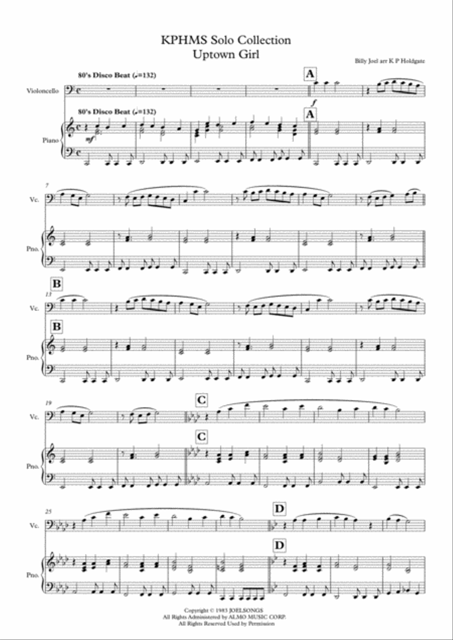 Uptown Girl Piano scores gallery preview page 1