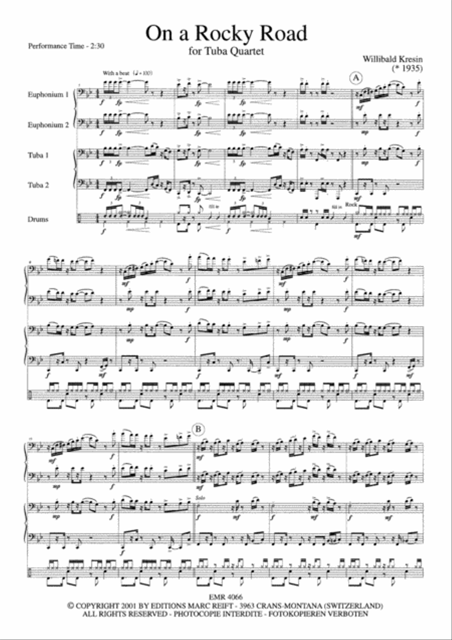 On A Rocky Road On A Rocky Road Tuba Quartet scores gallery preview page 4