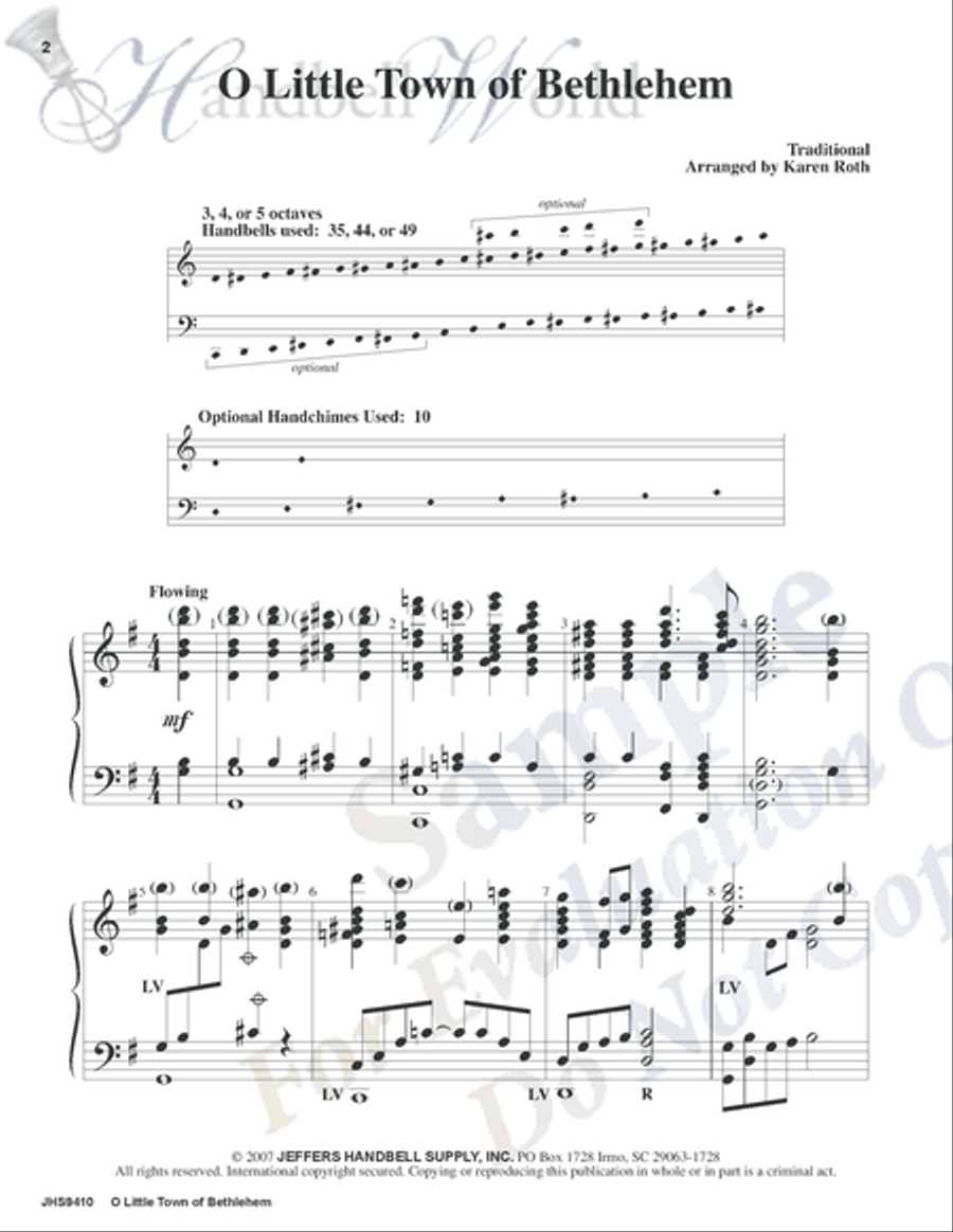 O Little Town of Bethlehem 5-Octaves scores gallery preview page 2