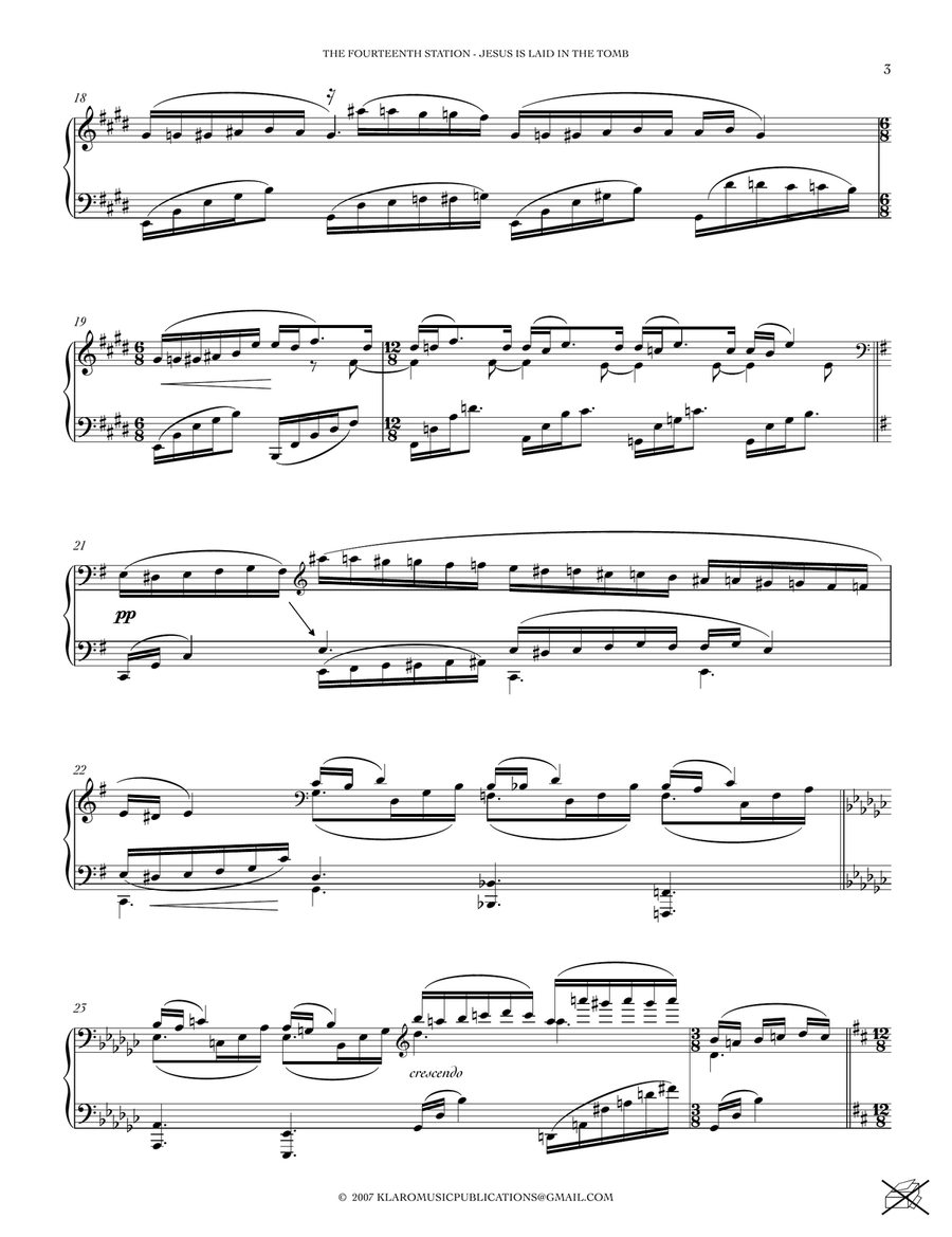 THE FOURTEENTH STATION OF THE CROSS - JESUS IS LAID IN THE TOMB Piano Solo scores gallery preview page 3