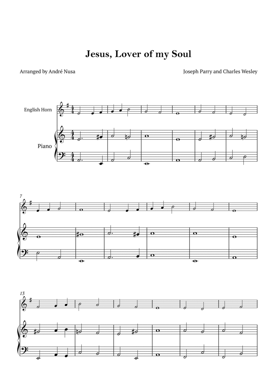 Jesus, Lover of my Soul English Horn scores gallery preview page 1